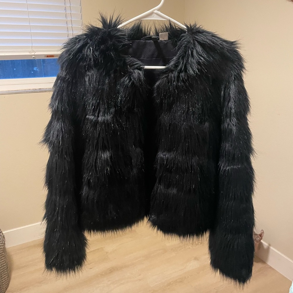 Faux Fur Jacket Black - XS